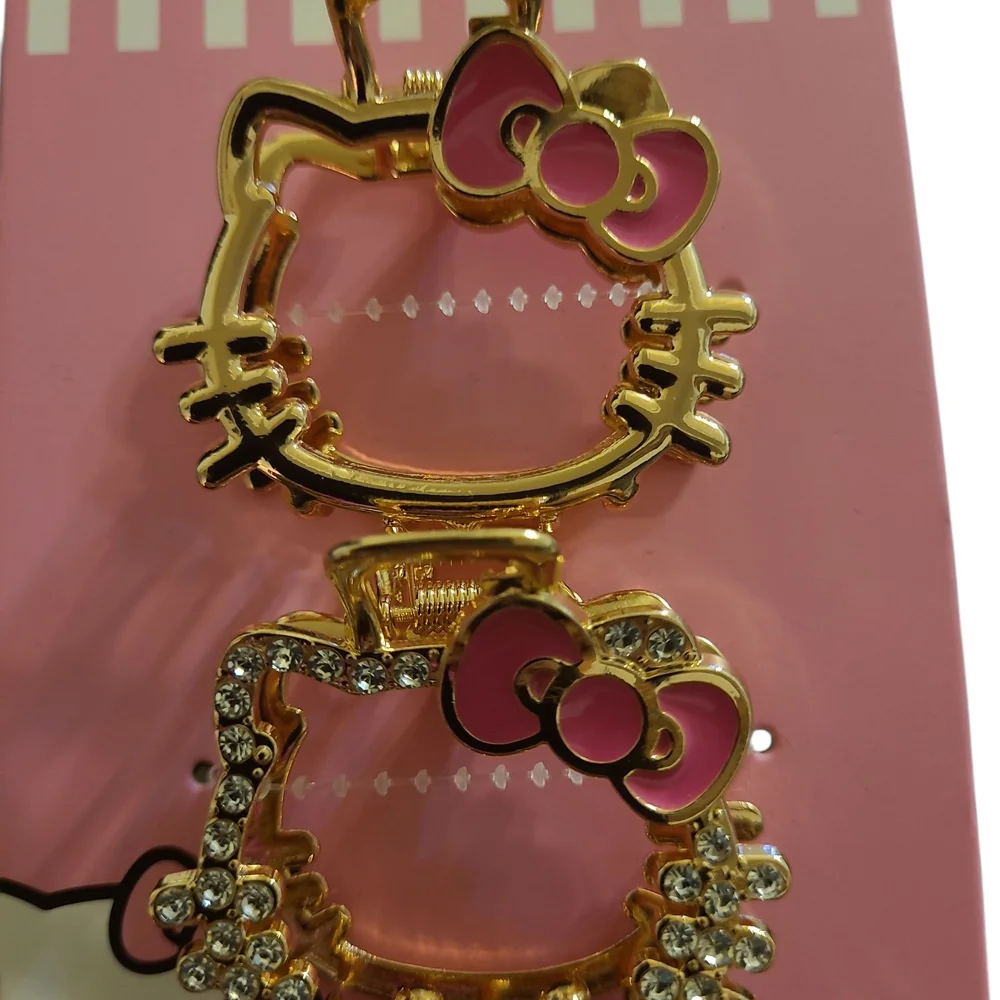 Hello Kitty Gold and Pink Hair Clips
